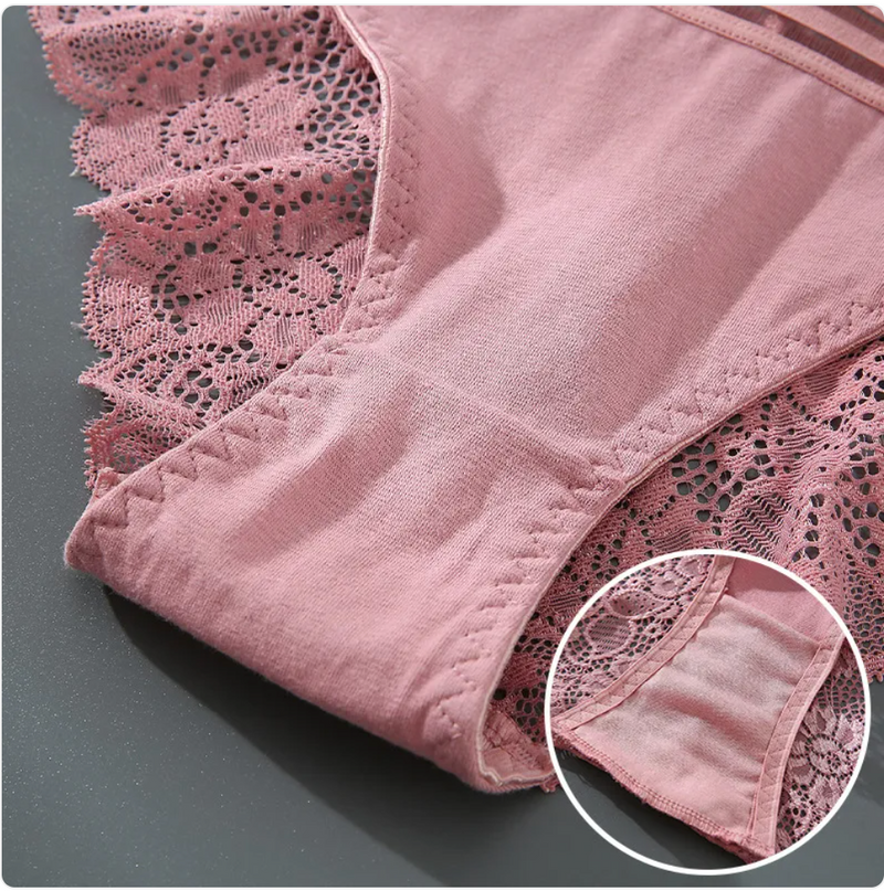 High-Waist Lace Cotton Underwear