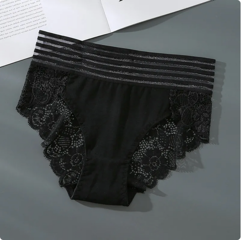 High-Waist Lace Cotton Underwear