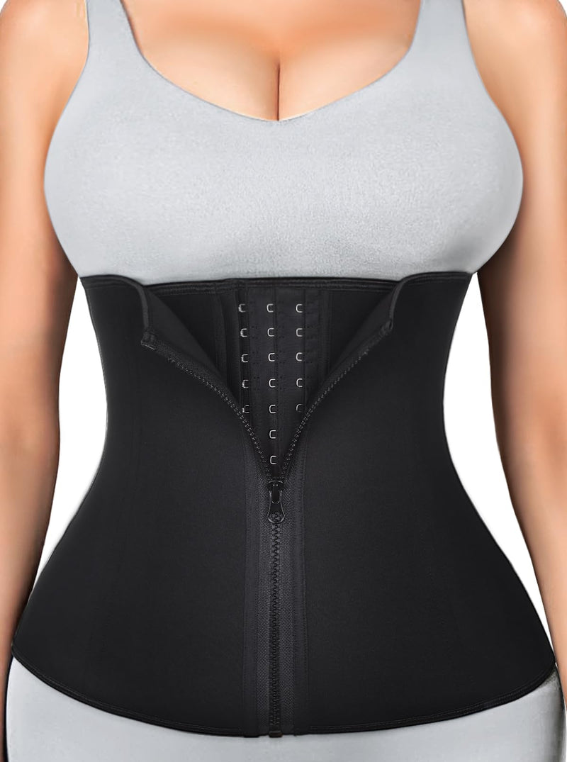 Reamphy Waist Trainer Corset Women Workout Trimmer Sweat Sports Girdle Belt Body Shaper (Black2XL)