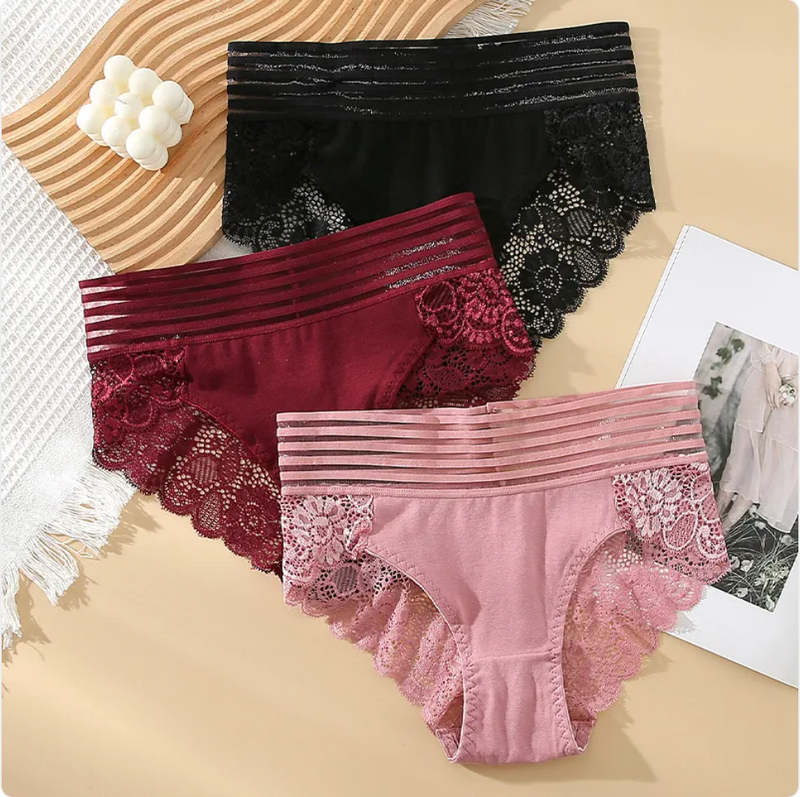 High-Waist Lace Cotton Underwear