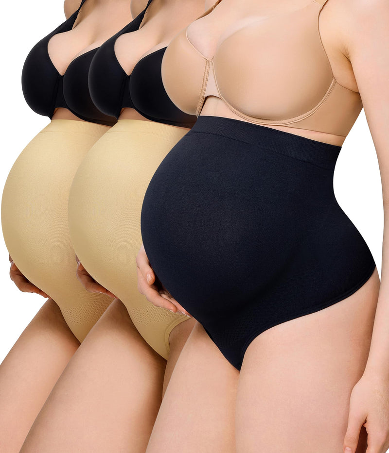 LANCS 3 Packs Maternity Thongs Underwear Maternity Shapewear Shorts Pregnancy Underwear Panties for Baby Show Dress