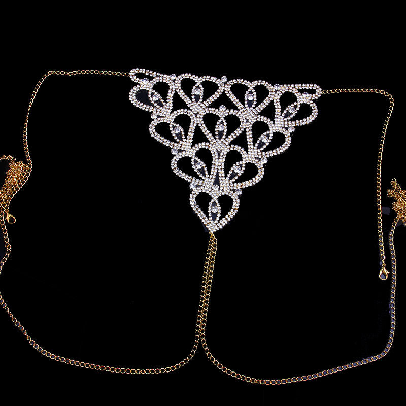 Bikini Diamond Panties with Body Chain and Rhinestones