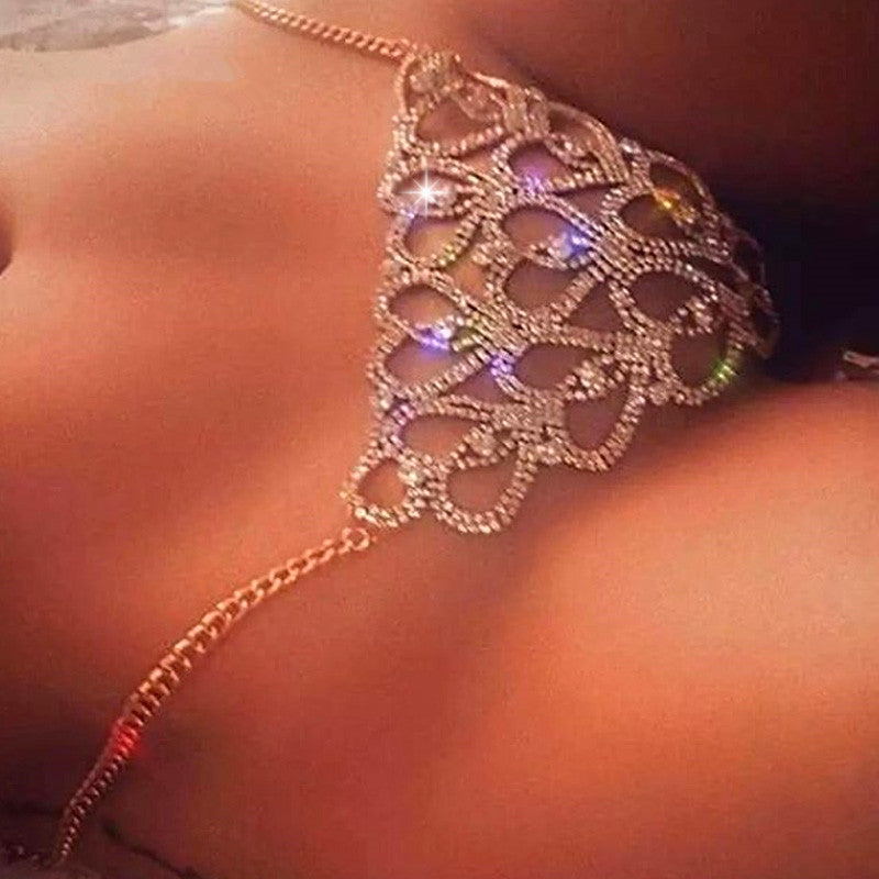 Bikini Diamond Panties with Body Chain and Rhinestones