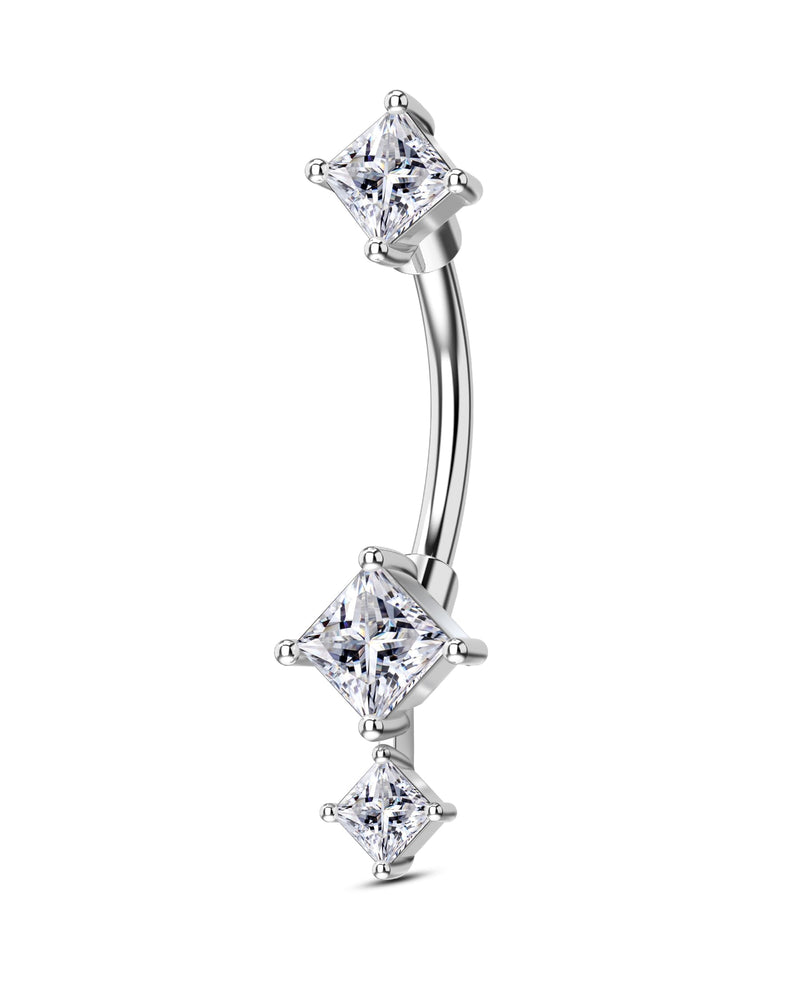 Agrewd Minimalist Rook Earrings Square Zirconium 8MM Silver Rook Piercing Jewelry Stainless Steel 16G Belly Button Ring Dainty Eyebrow Rings
