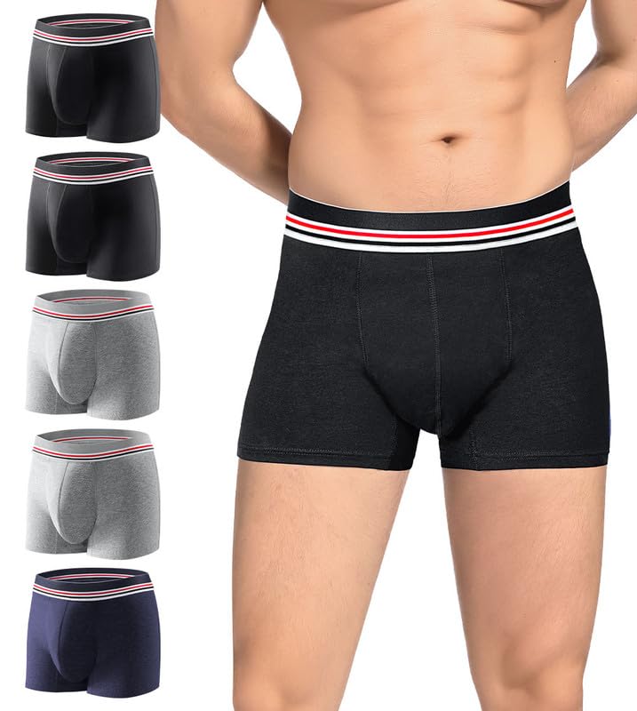 Washable Incontinence Underwear for Men with Front Absorbent 80ml Mens Incontinence Underwear for Bladder Leak Proof Underwear for Men Waterproof Reusable Incontinence Boxer Briefs5 Pack X-Large