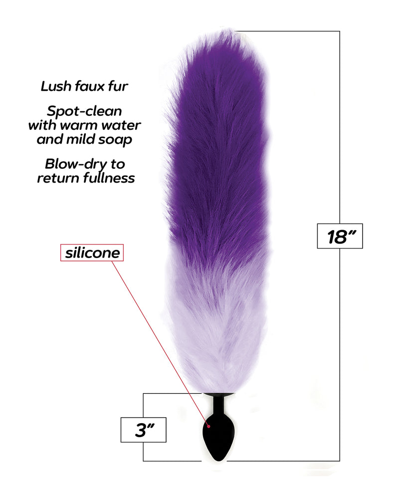Foxy Fox Tail Silicone Butt Plug - Purple Gradient