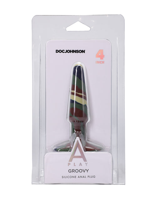 A Play 4" Groovy Silicone Anal Plug - Camouflage