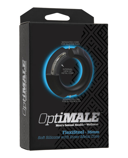 OptiMale FlexiSteel Cock Ring - 35 mm Black