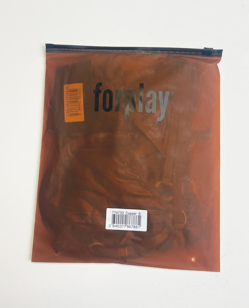 Liquid Metal Metallic Mesh Underwire Bra w/Garter Belt & G-String 3 pc Set - Metallic Copper SM