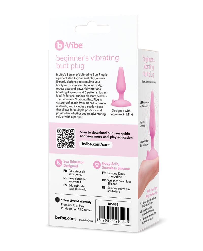 b-Vibe Beginner's Vibrating Tapered Butt Plug - Pink