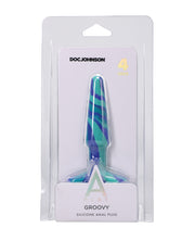 A Play 4" Groovy Silicone Anal Plug - Ocean