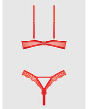 Nadia Lace & Mesh Cutout Teddy - Grenadine Dark Orange LG