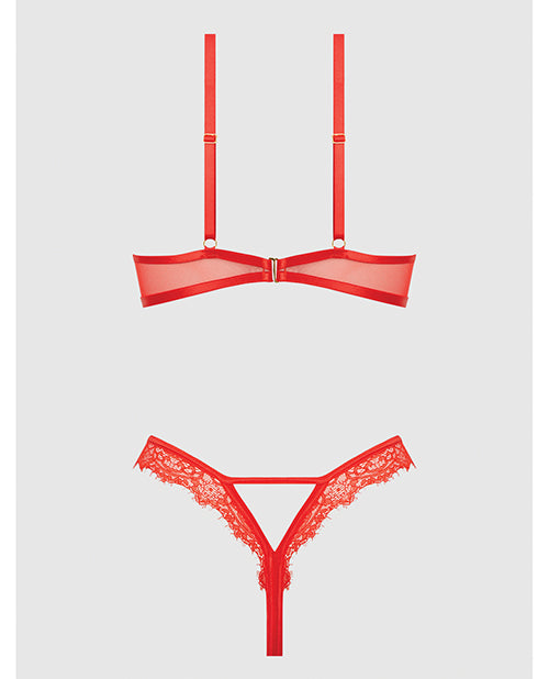 Nadia Lace & Mesh Cutout Teddy - Grenadine Dark Orange LG