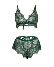 Cami Lace Bralette w/Tap Shortie - Green S/M